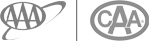 The image shows logos featuring "AAA" and "CAA" in circular designs, likely representing automotive or travel associations.