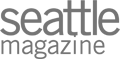 The image shows the logo of "Seattle Magazine" with gray text on a transparent background.